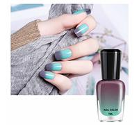 Color Changing Nail Polish, Pink Glitter Blue Purple Mood Temperature Change Nail Polish, Long Lasting Glossy Quick Dry Gradient Oily Mood Nail Polish for DIY Nail Art Manicure at Home Salon