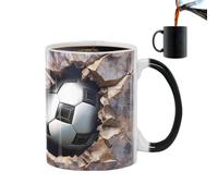 Color Changing Soccer Mug - Animated Cup Design | Hot Beverage Container with High Durability, Dynamic Design Tumbler, 3 D Football Ceramic Mugs Cracks Mugg Chocolate Coffee Mug,