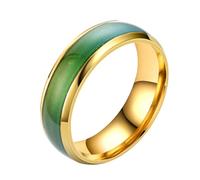 Color Changing Temperature Embossing Ring | Stainless Steel Heart Mood Ring, Ideal for Weddings & Anniversaries, one size, Zinc, No Gemstone