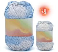 Color Changing Yarn, 25 Temperature Reactive Cotton Yarn for Crocheting Scarf Shawl Hat Sweater (Blue)