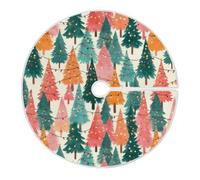 Color Christmas Trees Lights Christmas Tree Skirt 36 Inches Xmas Tree Skirts Seasonal Round Tree Stand Mat Skirt for Holiday House Celebration Party Indoor Home Office Decor
