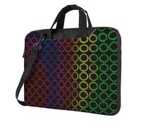 Color circles Printed Laptop Crossbody Bag Crossbody Briefcase Easy To Use When Traveling For Business, Black, 15.6 inch