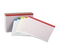 Color Coded Bar Ruled Index Cards 3 x 5 Assorted Colors 100/Pack