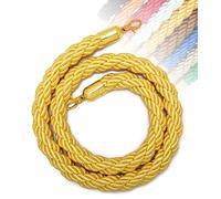 Color-Coded Crowd Control Barrier Ropes - 1 to 3 Meters Woven Divider with Gold Hook for Event Security and Safety Ideal for Hotels and Gatherings (Yellow)