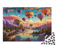 Color -colored Hot Balloon 1000 Piece Jigsaw Puzzles for Adults Featuring Artistic Design Centenary Jigsaws As Dementia Friendly Activities for Concentration Games 38x26cm/1000pcs
