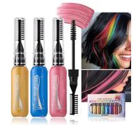 Color Comb Set - Creative Rainbow Hair Streaks, 8 Washable Hair Dye Chalks with Smooth Glide Design, Quick Color Change for Festivals Cosplay Sleepovers Makeover Fun for Teens Adults
