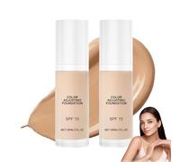 Color Correcting Foundation, 30ml Fits Skin Tone, Lightweight Texture, Medium Coverage, Buildable Formula, Long-Lasting Natural Finish (2pcs)