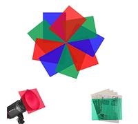 Color Correction Gels Light Filter, 9 Pcs Transparent Color Overlays Film Plastic Sheets for Reading, Video, Recording, Led Light or Craft, Red & Green & Blue