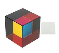 Color Cube Optical Prism, 6 Sides Glass Cube for Light Refraction, Educational Physics Toy with Wiping Cloth, Perfect for Home Decor Photography Studio and Science Learning (50mm)