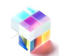 Color Cube Prism - 0.79 Inches Glass Teaching Tool | Color-combining prisms - Translucent Refractive Prism with Cyan Magenta Yellow Surfaces for Color Mixing Learning and Visual Experiments
