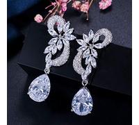 Color Cubic Zircon Drop Stones Long Royal Blue Earrings for Women