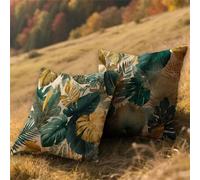 Color Cushion Covers 14x14in Outdoor Cushions Waterproof Linen Throw Pillow Covers Tropical Plants Double Sided Printing Pack of 2 Square Pillowcase for Patio Garden Furniture Decor Pillows AU-734