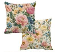 Color Cushion Covers 18x18in Garden Cushions Waterproof Sofa Cushions for Outdoor Furniture Flower Outdoor Cushion Covers Set of 2 Linen Throw Pillow Cover Scatter Extra Decorative Pillows f-13416