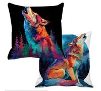 Color Cushion Covers 22x22in Garden Cushions Waterproof Sofa Cushions for Outdoor Furniture Wolf Outdoor Cushion Covers Set of 2 Velvet Throw Pillow Cover Scatter Large Bed Decorative Pillows f-9822