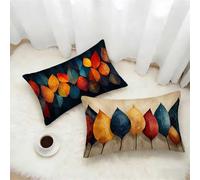Color Cushion Covers 25x45 Set of 2, Leaves Rectangle Pillow Cases with Hidden Zipper, Soft Velvet Pillow Case 45x25cm, Double Sided Printing, Pillowcases for Bed Sofa Bedroom Outdoor Decor 6-6938