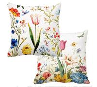 Color Cushion Covers 32x32in Garden Cushions Waterproof Sofa Cushions for Outdoor Furniture Flower Outdoor Cushion Covers Set of 2 Linen Throw Pillow Cover Scatter Extra Decorative Pillows f-12810
