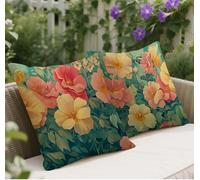 Color Cushion Covers 40 x 40 Set of 2, Flower Pattern Square Velvet Outdoor Cushions, Double Sided Printing Sofa Cushions, with Invisible Zipper Decorative Pillows, for Sofa Balcony Living Room w-321