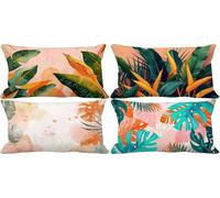 Color Cushion Covers 40 x 80 Northern Europe Outdoor Cushions Soft Set of 4 Rectangle Decorative Pillows with Smooth Invisible Zip for Livingroom Summer Outdoor Patio Garden Home Decor Gifts 5p-113