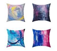 Color Cushion Covers 40X40CM Set of 4 Outdoor Waterproof Cushions Abstract Decorative Linen Square Cases with Invisible Zipper for Sofa Bed Garden Bedroom Outdoor Home Wall Decor Gifts Gifts U-78065