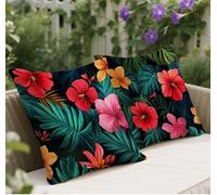 Color Cushion Covers 45 x 45 Set of 2, Flower Pattern Square Velvet Outdoor Cushions, Double Sided Printing Sofa Cushions, with Invisible Zipper Decorative Pillows, for Sofa Balcony Living Room w-351