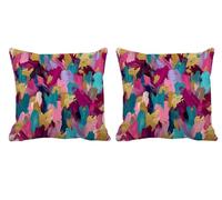 Color Cushion Covers 50x50cm Outdoor Cushions Waterproof Linen Square Throw Pillow Covers with Invisible Zipper Decorative Pillows for Bed Patio Bench Garden Autumn Decorations,Set of 2 Abstract -T821