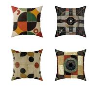 Color Cushion Covers 50X50CM Set of 4 Outdoor Waterproof Cushions Abstract Decorative Linen Square Cases with Invisible Zipper for Sofa Bed Garden Bedroom Outdoor Home Wall Decor Gifts, Gifts A-4ZH20