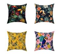 Color Cushion Covers 55X55CM Set of 4 Outdoor Waterproof Cushions Bird Decorative Soft Square Cases with Invisible Zipper for Sofa Bed Garden Bedroom Outdoor Autumn Seat Pads Decor Autumn Gifts A-3H02