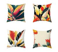 Color Cushion Covers 55X55CM Set of 4 Outdoor Waterproof Cushions Plant Decorative Soft Square Cases with Invisible Zipper for Sofa Bed Garden Bedroom Outdoor Autumn Seat PadsDecor Gifts S-0RM16