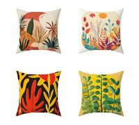 Color Cushion Covers 65X65CM Set of 4 Outdoor Waterproof Cushions Natural Scenery Decorative Linen Square Cases with Invisible Zipper for Sofa Garden Bedroom Outdoor Autumn Seat PadsDecor 2-8W121