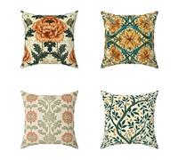 Color Cushion Covers 75X75CM Set of 4 Outdoor Waterproof Cushions Flower Decorative Soft Square Cases with Invisible Zipper for Sofa Bed Garden Bedroom Outdoor Autumn Seat PadsDecor Gifts B-8E371