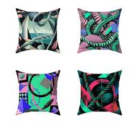 Color Cushion Covers 80X80CM Set of 4 Outdoor Waterproof Cushions Abstract Decorative Soft Square Cases with Invisible Zipper for Sofa Bed Garden Bedroom Outdoor Home Wall Decor GiftsAutumn8-NY170