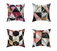 Color Cushion Covers 80X80CM Set of 4 Outdoor Waterproof Cushions Geometry Decorative Linen Square Throw Pillow Cases with Invisible Zipper for Sofa Bed Garden Bedroom Outdoor Home Decor Gifts 1-VW942