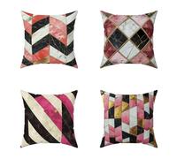 Color Cushion Covers 80X80CM Set of 4 Outdoor Waterproof Cushions Geometry Decorative Soft Square Throw Pillow Cases with Invisible Zipper for Sofa Bed Garden Bedroom Outdoor Decor Gifts 6-26932