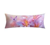 Color Cushion Covers, Long Body Pillow Cover 35 x 105cm Large Super Soft Velvet Lily Bolster Cushion with Invisible Zipper Double-Sided Printing Long Pillow Case for Side Sleepers, Bed Decor 0E-53