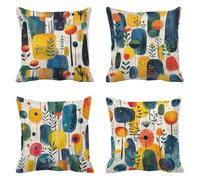 Color Cushions Bright Cushion Covers 30 x 30 cm garden Cushions Outdoor Waterproof Double Sided Linen Large Cushion for Sofa, Garden Furniture Outdoor Decorative Throw Pillow Covers Set of 4, g-199