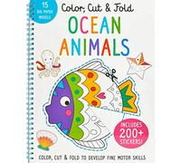 Color, Cut, and Fold: Ocean Animals: (Art Books for Kids 4 - 8, Boys and Girls Coloring, Creativity and Fine Motor Skills, Kids Origami, Sharks) (Iseek)