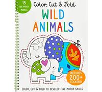 Color, Cut, and Fold: Wild Animals: (Lions, Tigers, Elephants, Art Books for Kids 4 - 8, Boys and Girls Coloring, Creativity and Fine Motor Skills, Kids Origami) (Iseek)