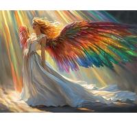 Color Diamond Art Kits for Adults, Diamond Painting Angel 5D Full Round Drill Crystal Art Kits for Adults Beginners, Rhinestones Embroidery Arts and Crafts for Home Wall Decor, Gifts 50x70cm, Model205