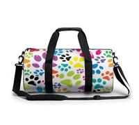 Color Dog Footprints Sport Duffel Bag Gym Bag Weekend Overnight Bag for Travel Camping Hiking Beach 45x23x23cm