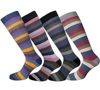 COLOR DOTS 4 Pairs of Men's Cotton Knee High Socks - One Size (Mix 1)