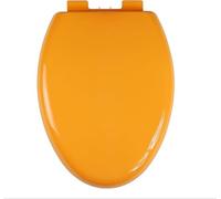 Color Elongated Toilet Seat,O/U/V Shape Large Toilet Lid Quiet Soft Close Safe PP Material Loo Seat Cover with Lid, Easy to Install and Clean (Oval,Navy) (Orange)