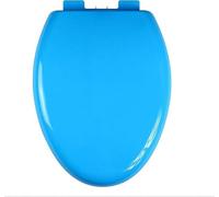 Color Elongated Toilet Seat,O/U/V Shape Large Toilet Lid Quiet Soft Close Safe PP Material Loo Seat Cover with Lid, Easy to Install and Clean (Oval,Navy) (Blue)