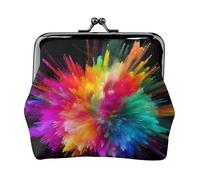 color explosion Coin Purse for Women, Small Card Holder PU Leather Change Pouch, Kiss Lock Coin Pouch Mini Portable Party Cosmetic Bags Vintage Card Wallets for Cash Key