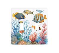 (color fish in the sea) 2 Gang Double Toggle Light Switch Cover Decorative Switch Wall Plates 4.5 x 4.5 in, New Apartment House Home Essentials Decor Housewarming Gift