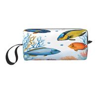 (Color Fish in The sea) Print Compact Travel Pouch - Lightweight Handheld Organizer, 600d Oxford Fabric & Foam Padding, Gym Essentials