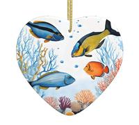 color fish in the sea -Print Custom Heart Acrylic Ornament Gold Lanyard, For Christmas Wedding Decor, Bulk Gifts & Party Supplies.
