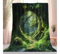 Color Flannel blanket, Anime Style Forest Tree Hole Mysterious Printed Blanket Super Soft Flannel Throw Blanket Lightweight Fluffy Plush Bed Blanket for Bedding Sofa and Travel 180×200 cm
