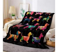 Color Fleece Blanket 130 x 150 cm 3D Print Soft Plush Thick Cozy Throw for Sofa Couch Bed Decorative Cartoon cute dachshund Bedding for Adults and Kids