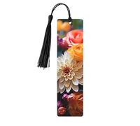 Color Flowers Wood Bookmark for Men Women Reading Wooden Bookmarks Unique Handmade Book Marks with Tassel Pendant Craft Bookmark for Book Lovers Birthday Teachers Gift