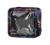 Color Fluorescent Star Clear Small Makeup Bag Leather Cosmetic Bag for Women